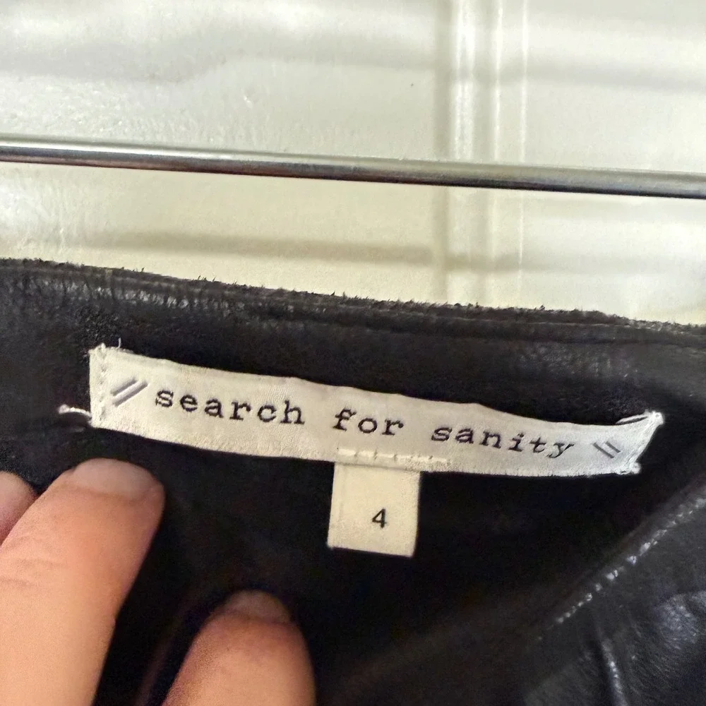 Search for Sanity Black Faux Leather A-Line Midi Skirt with Pockets Size 4‎